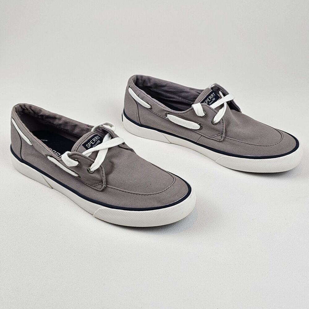Sperry Top-Sider Womens 8 Gray Canvas Boat Shoes Lace Up Deck Sneakers STS83191